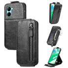 For Realme C33 Zipper Wallet Vertical Flip Leather Phone Case(Black) - 1