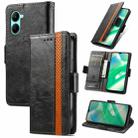 For Realme C33 CaseNeo Splicing Dual Magnetic Buckle Leather Phone Case(Black) - 1