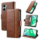 For Realme C33 CaseNeo Splicing Dual Magnetic Buckle Leather Phone Case(Brown) - 1