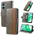 For Realme C33 CaseNeo Splicing Dual Magnetic Buckle Leather Phone Case(Gray) - 1