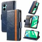 For Realme C33 CaseNeo Splicing Dual Magnetic Buckle Leather Phone Case(Blue) - 1