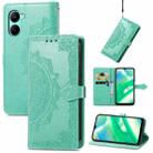 For Realme C33 Mandala Flower Embossed Leather Phone Case(Green) - 1