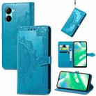 For Realme C33 Mandala Flower Embossed Leather Phone Case(Blue) - 1