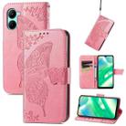 For OPPO Realme C33 Butterfly Love Flower Embossed Leather Phone Case(Pink) - 1