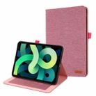 For iPad 10th 10.9 2022 Fabric Leather Tablet Case with Name Card Clip(Rose Red) - 1