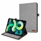 For iPad 10th 10.9 2022 Fabric Leather Tablet Case with Name Card Clip(Grey) - 1