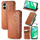 For Realme C33 Cubic Grid Pressed Magnetic Leather Phone Case(Brown) - 1