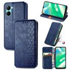 For Realme C33 Cubic Grid Pressed Magnetic Leather Phone Case(Blue) - 1