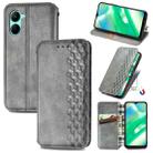 For Realme C33 Cubic Grid Pressed Magnetic Leather Phone Case(Gray) - 1