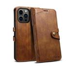 Suteni Calf Texture Buckle Wallet Leather Phone Case For iPhone 14 Pro(Brown) - 1