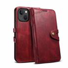 Suteni Calf Texture Buckle Wallet Leather Phone Case For iPhone 14 Plus(Red) - 1