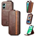 For Realme C33 Splicing Wallet Card Holder Vertical Flip Leather Phone Case(Brown) - 1