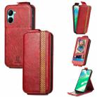 For Realme C33 Splicing Wallet Card Holder Vertical Flip Leather Phone Case(Red) - 1