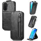 For Huawei Nova Y70 Zipper Wallet Vertical Flip Leather Phone Case(Black) - 1