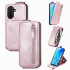 For Huawei Nova Y70 Zipper Wallet Vertical Flip Leather Phone Case(Rose Gold) - 1