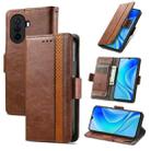 For Huawei  Nova Y70 CaseNeo Splicing Dual Magnetic Buckle Leather Phone Case(Brown) - 1