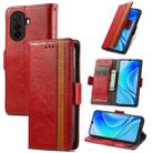 For Huawei  Nova Y70 CaseNeo Splicing Dual Magnetic Buckle Leather Phone Case(Red) - 1