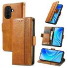 For Huawei  Nova Y70 CaseNeo Splicing Dual Magnetic Buckle Leather Phone Case(Khaki) - 1