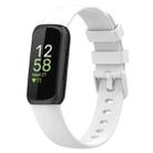 For Fitbit Inspire 3 Solid Color Silicone Watch Band, Size:L(White) - 1