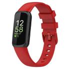For Fitbit Inspire 3 Solid Color Silicone Watch Band, Size:L(Red) - 1