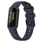 For Fitbit Inspire 3 Solid Color Silicone Watch Band, Size:L(Dark Blue) - 1