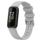 For Fitbit Inspire 3 Solid Color Silicone Watch Band, Size:L(Rock Gray) - 1