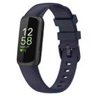 For Fitbit Inspire 3 Solid Color Silicone Watch Band, Size:S(Dark Blue) - 1