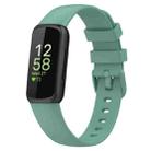 For Fitbit Inspire 3 Solid Color Silicone Watch Band, Size:S(Green) - 1