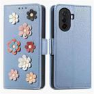 For Huawei Enjoy 50 Stereoscopic Flowers Leather Phone Case(Blue) - 1