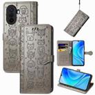 For Huawei Enjoy 50 Cute Cat and Dog Embossed Leather Phone Case(Gray) - 1