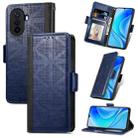 For Huawei Nova Y70 Grid Leather Flip Phone Case(Blue) - 1