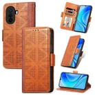 For Huawei Enjoy 50 Grid Leather Flip Phone Case(Brown) - 1
