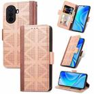 For Huawei Enjoy 50 Grid Leather Flip Phone Case(Khaki) - 1