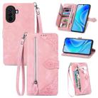 For Huawei Nova Y70 Embossed Flower Zipper Leather Phone Case(Rose Gold) - 1