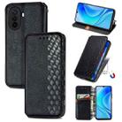 For Huawei Nova Y70 Cubic Grid Pressed Magnetic Leather Phone Case(Black) - 1