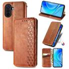 For Huawei Nova Y70 Cubic Grid Pressed Magnetic Leather Phone Case(Brown) - 1