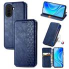 For Huawei Nova Y70 Cubic Grid Pressed Magnetic Leather Phone Case(Blue) - 1