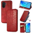 For Huawei Enjoy 50 Cubic Grid Pressed Magnetic Leather Phone Case(Red) - 1