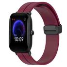 For Amazfit Pop 20mm Solid Color Magnetic Clasp Silicone Watch Band(Burgundy) - 1