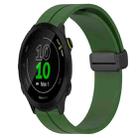 For Garmin Forerunner 55 20mm Solid Color Magnetic Clasp Silicone Watch Band(Army Green) - 1