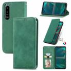For Sony Xperia 5 IV Retro Skin Feel Magnetic Leather Phone Case(Green) - 1