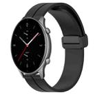 For Amazfit GTR 2e 22mm Solid Color Magnetic Clasp Silicone Watch Band(Black) - 1