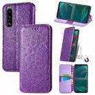 For Sony Xperia 5 IV Blooming Mandala Embossed Magnetic Leather Phone Case(Purple) - 1