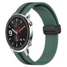 For Amazfit GTR 4 22mm Folding Magnetic Clasp Silicone Watch Band(Olive Green + Black) - 1