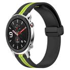 For Amazfit GTR 4 22mm Folding Magnetic Clasp Silicone Watch Band(Black+Lime Green) - 1