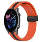 For Amazfit GTR 3 Pro 22mm Folding Magnetic Clasp Silicone Watch Band(Orange+Black) - 1