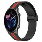 For Amazfit GTR 3 Pro 22mm Folding Magnetic Clasp Silicone Watch Band(Black+Red) - 1