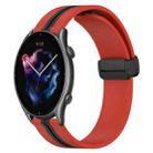 For Amazfit GTR 3 Pro 22mm Folding Magnetic Clasp Silicone Watch Band(Red+Black) - 1