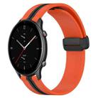 For Amazfit GTR 2e 22mm Folding Magnetic Clasp Silicone Watch Band(Orange+Black) - 1