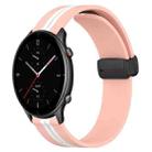 For Amazfit GTR 2e 22mm Folding Magnetic Clasp Silicone Watch Band(Pink+White) - 1